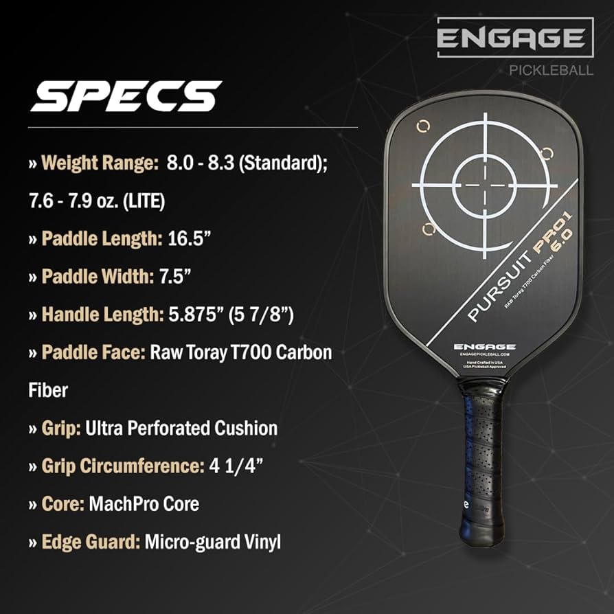 ピックルボールパドル Engage Pursuit Pro1 6.0 USAPA Engage Pursuit Pro1 6.0 Elongated Pickleball Paddle